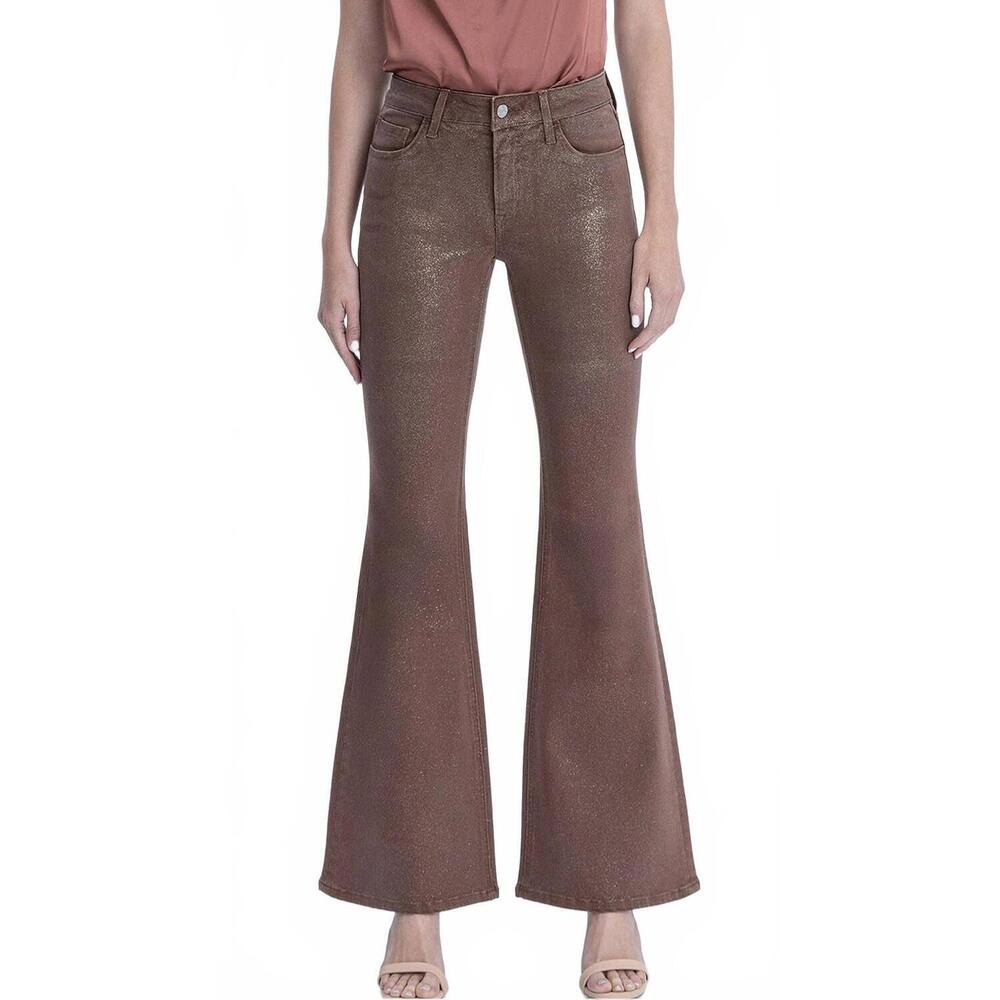NEW VERVET BY FLYING MONKEY alison mid-rise glitter jean in coco gold - Picture 7 of 8
